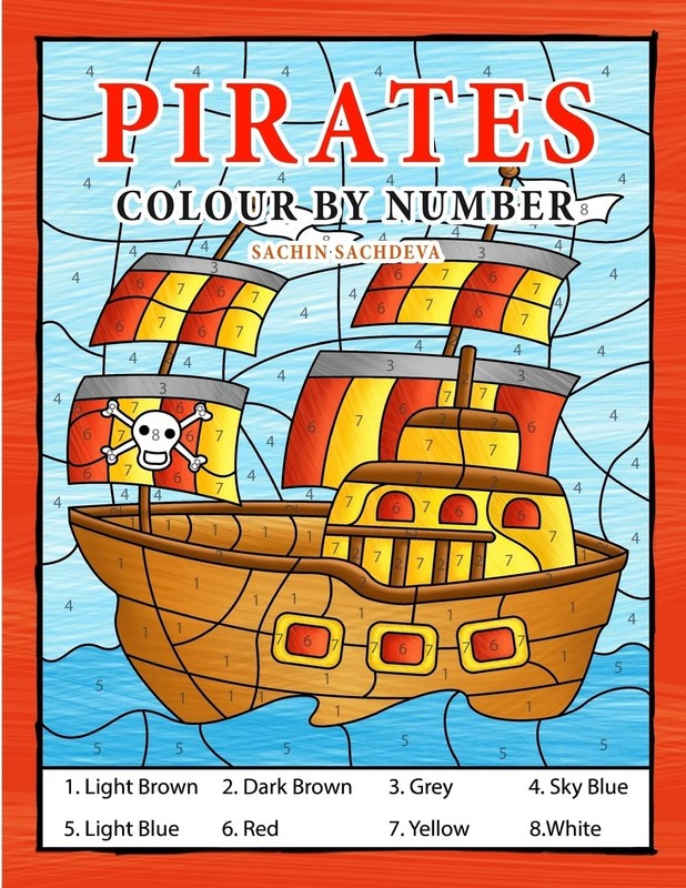 Pirates Colour By Number: Coloring Book for Kids Ages 4-8