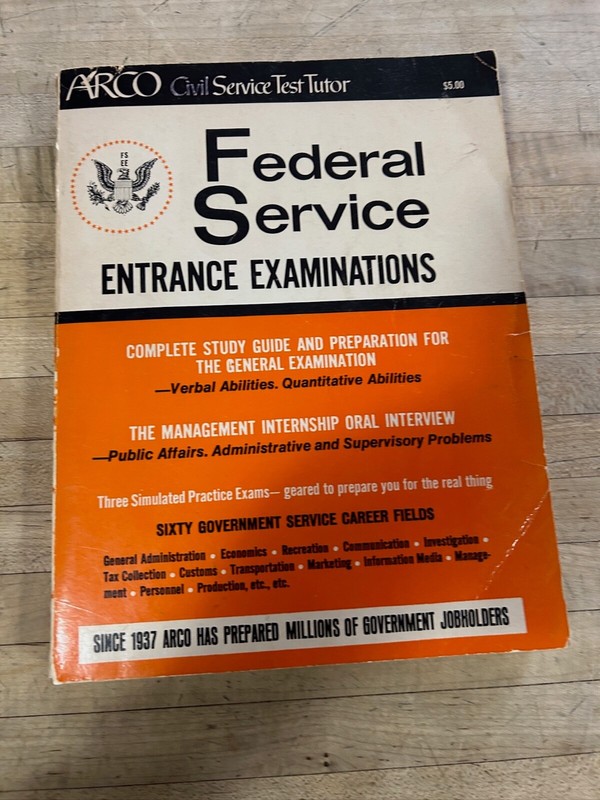 Vtg Arco Civil Service Test Tutor General Exam 1974 PB Federal Service Entrance