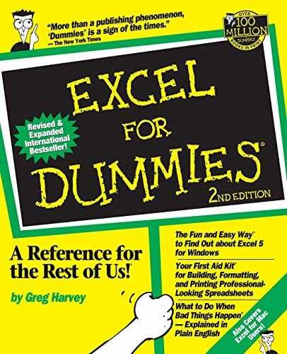 Excel For Dummies, 2nd Edition: 2nd – Paperback, by Harvey Greg – Very Good q