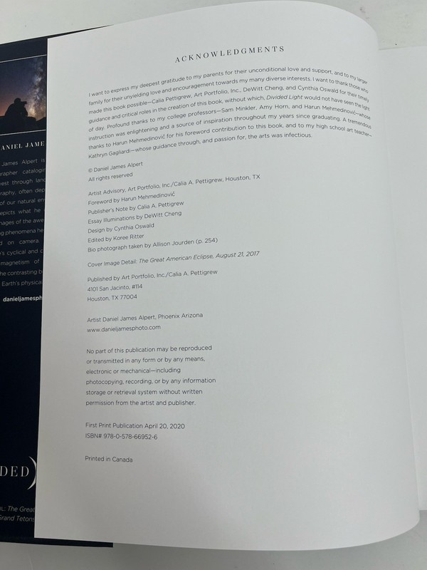 DIVIDED LIGHT - Hardcover + Dust Jacket 1st Print April 2020 Daniel James Alpert gallery