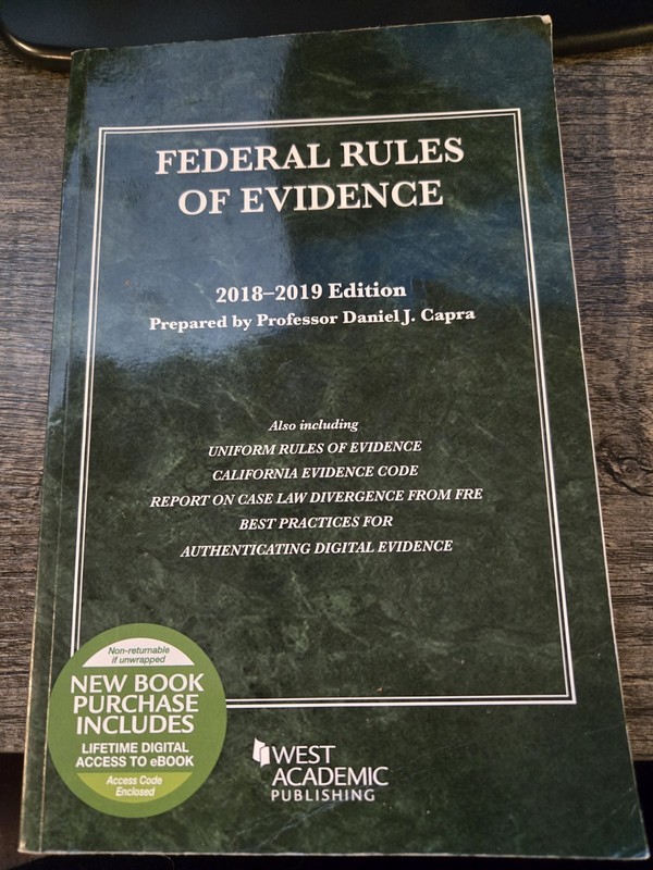 (Bin-B) Federal Rules Of Evidence 2018-2019 Edition Daniel J Capra West