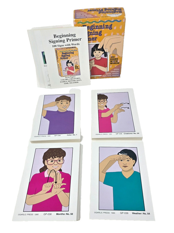 VTG 100 Beginning Signing Vocabulary Cards: Colors Family Months Time Weather