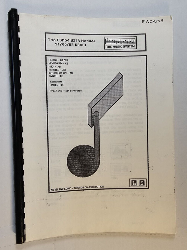 The Music System for Comodore 64 User Manual 21/06/85 Draft Uncorrected Proof gallery