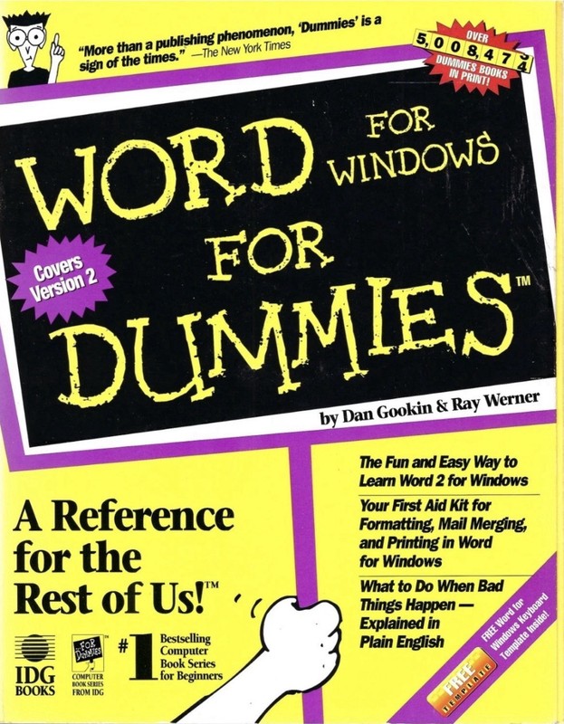 Word For Windows for Dummies PB 1993 Dan Gookin & Ray Werner | Covers Version 2