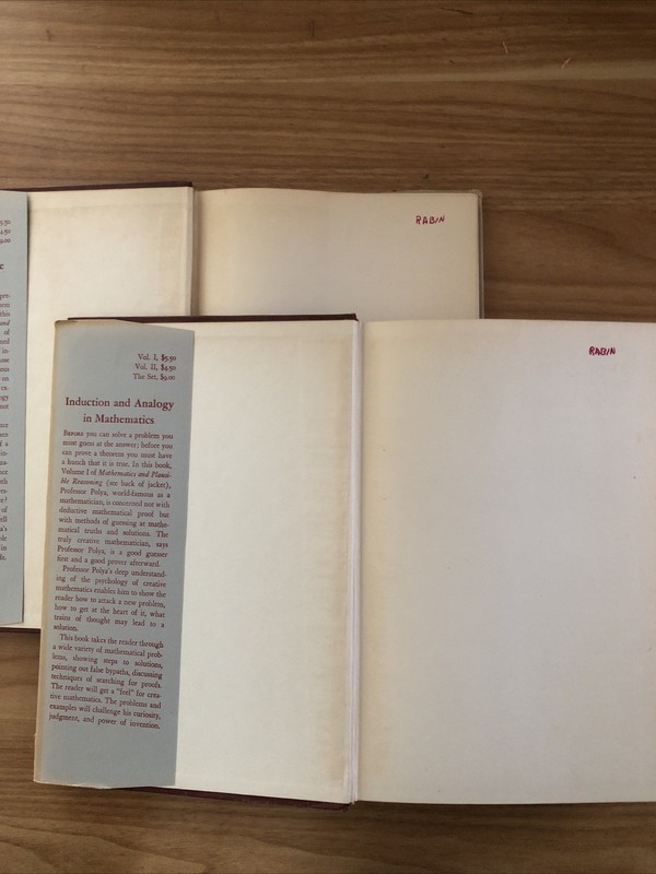 Mathematics and Plausible Reasoning, Vol.1,2. By G. Polya Princeton University P gallery