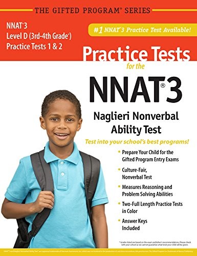 NNAT3 2 PRACTICE TESTS LEVEL D (3RD-4TH GRADE) IN COLOR_ By Mercer Publishing VG