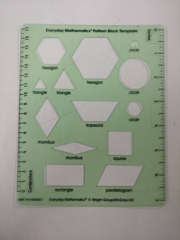 Everyday Mathematics Grades 1-3 Pattern Block Template Wright Group McGraw Hill