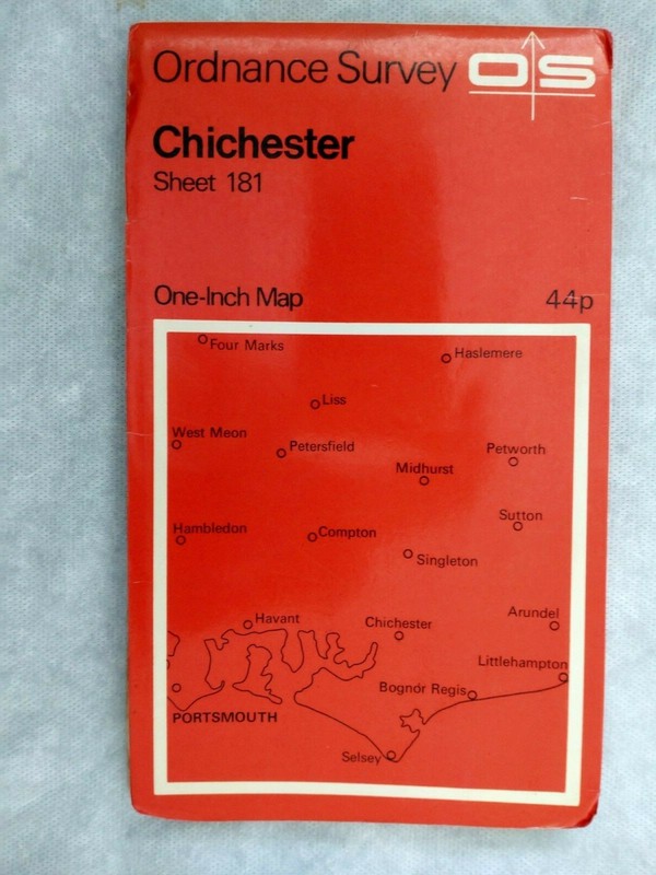 Chichester OS Ordnance Survey One Inch Paper Map Sheet 181 1970