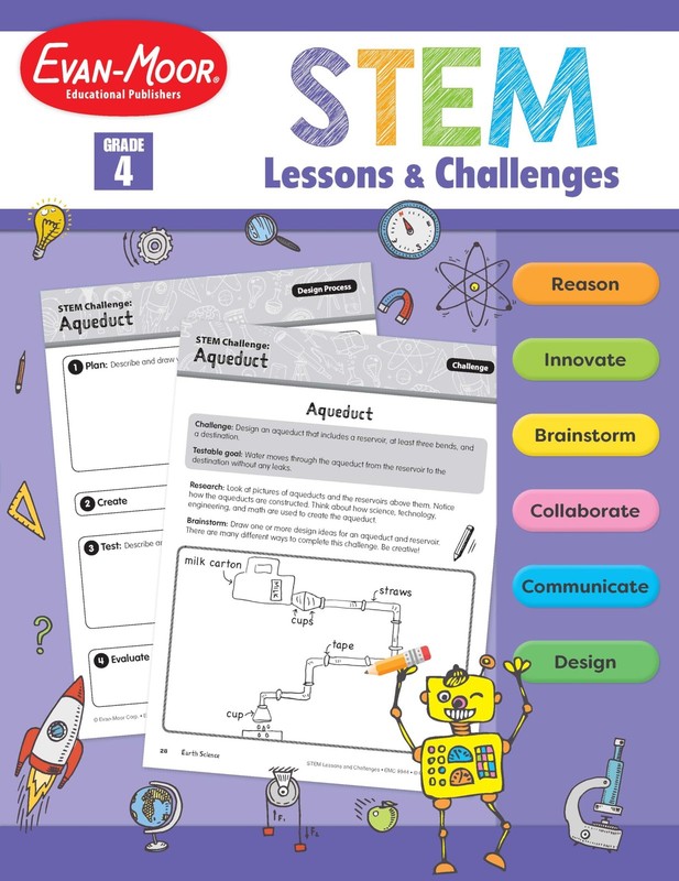 Evan-Moor Stem Lessons and Challenges, Grade 4 Homeschooling & Classroom Res…