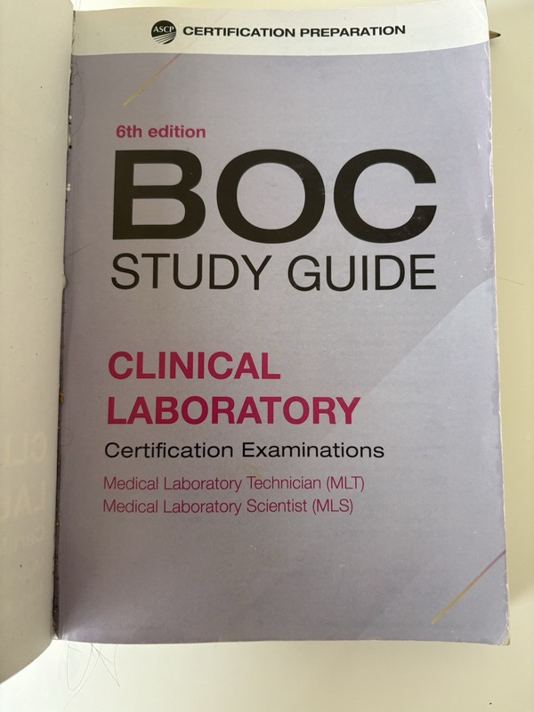BOC Study Guide Clinical Laboratory Certification MLT, MLS. 6th Edition gallery