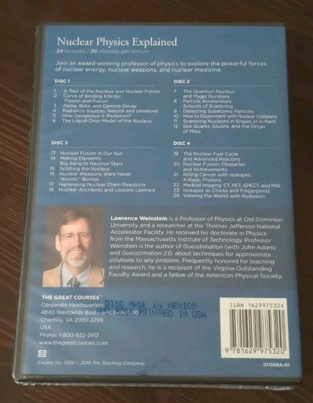 Great Courses: Nuclear Physics Explained (4DVDs & Course Guidebook) NEW SEALED gallery