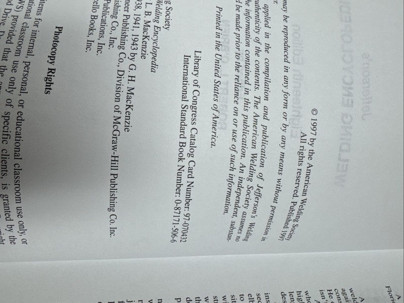 Jefferson's Welding Encyclopedia, 18th Edition American Welding Society AWS gallery