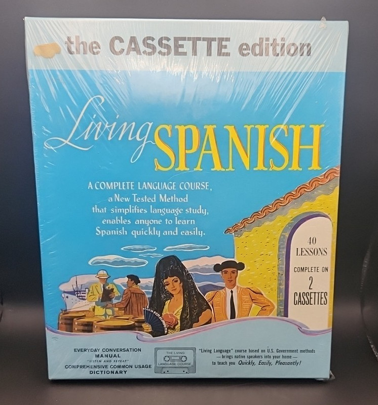 VTG 1968 “Living Spanish” Language Course – 40 Lessons on 2 CASSETTES – SEALED