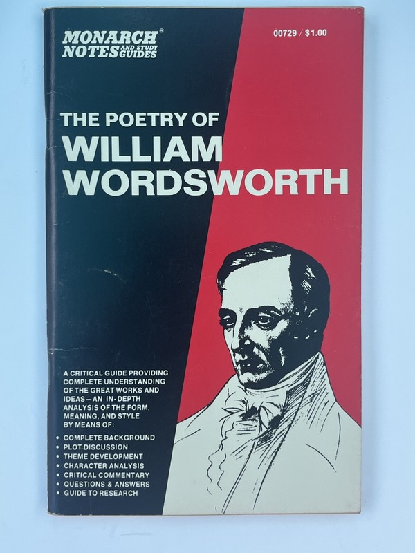 Monarch Notes Study Guide Poetry of William Wordsworth Cliffs 1965