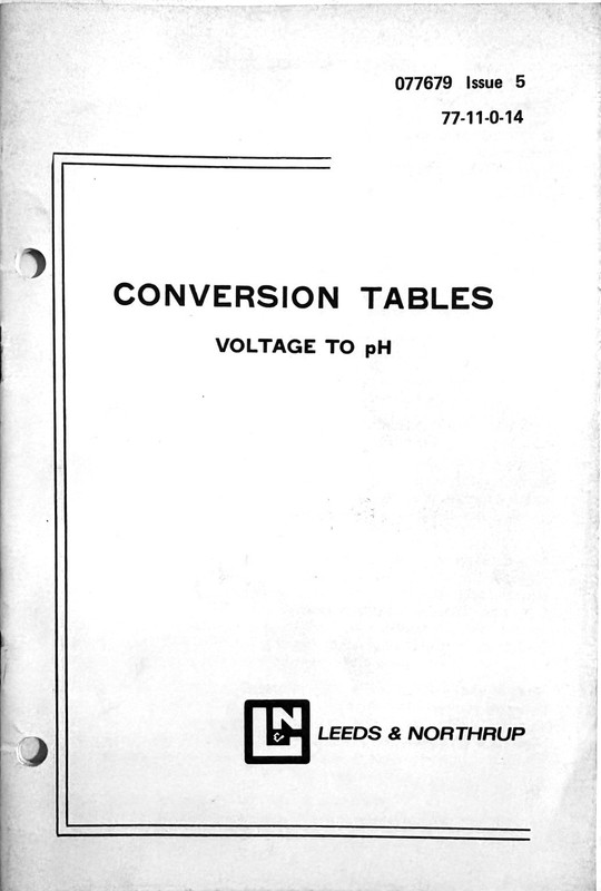 Conversion Tables, Voltage to pH, 077679 Issue 5, 77-11-0-14