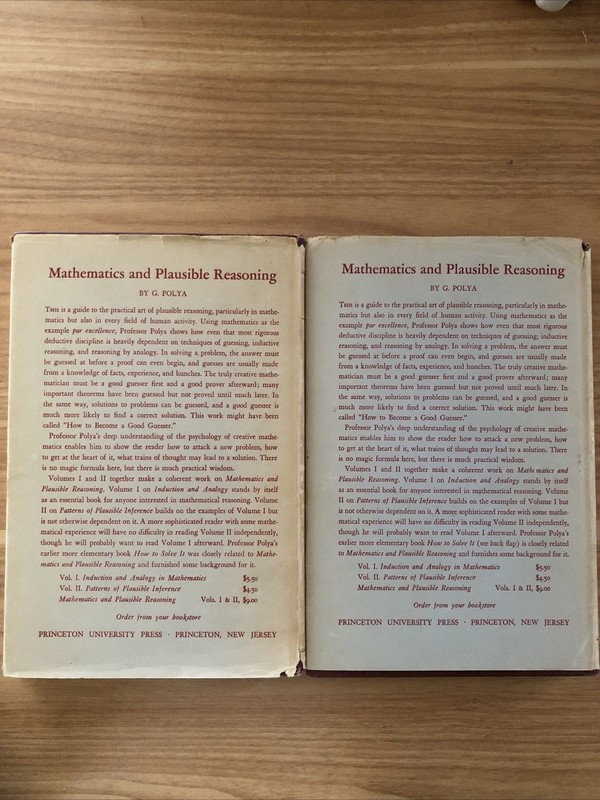 Mathematics and Plausible Reasoning, Vol.1,2. By G. Polya Princeton University P gallery