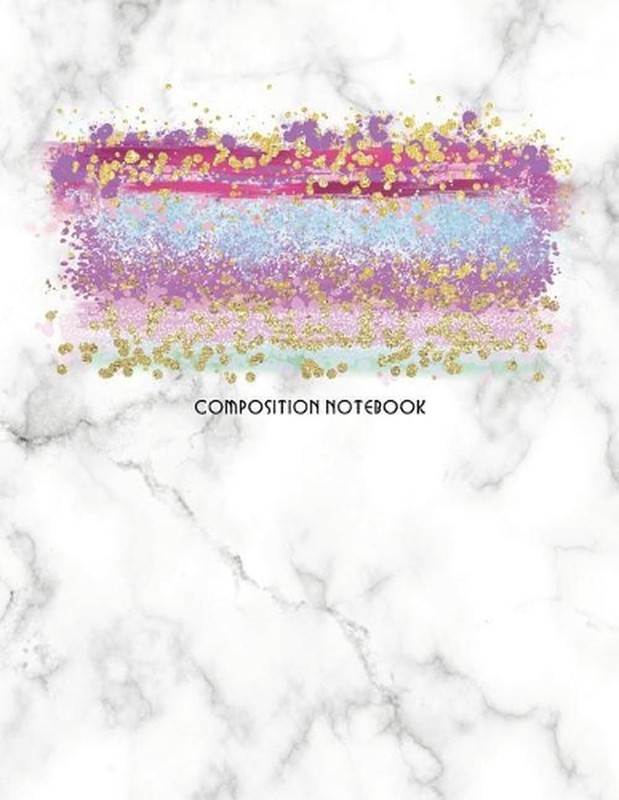 Composition Notebook: Marble and Glitter Decorative Design with Wide Rule Lines