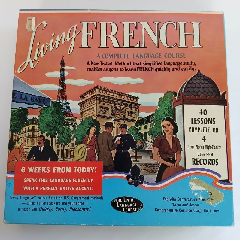 Living French – A Complete Language Course 33 1/3 RPM Records & Book Set 1968