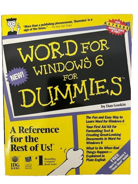 Word 6 for Windows for Dummies[Paperback] by Gookin, Dan – New
