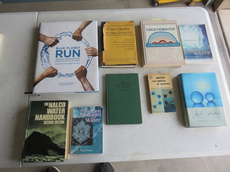Collection of 9 books on Water/Groundwater/Electrolysis, etc. See pics. Used.