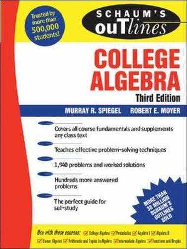 Schaum’s Outline of College – Paperback, by Spiegel Murray; Moyer – Acceptable