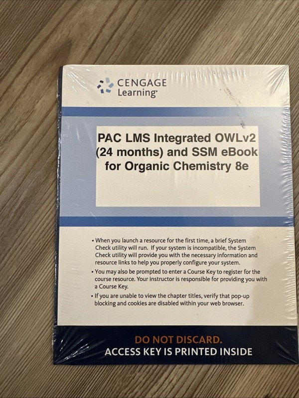 PAC LMS Integrated OWLv2 (24 months) and SSM eBook for Organic Chemistry 8e