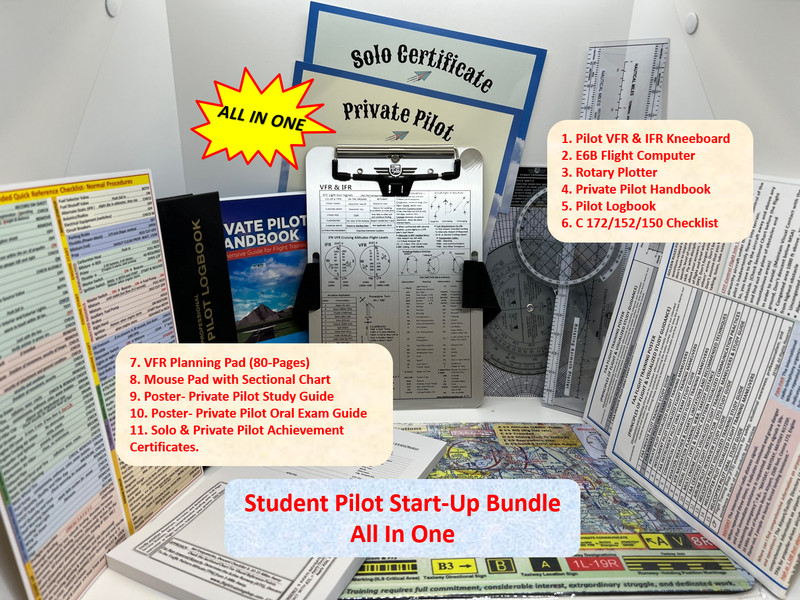 Private Pilot Flight Training Start-Up Bundle ↔ ALL IN ONE , 11-piece Unique Set