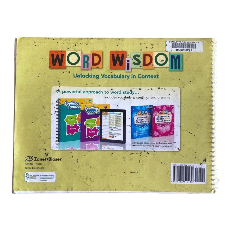 Zaner-Bloser Word Wisdom Teacher’s Guide Grade 4 Vocabulary Context Workbook gallery