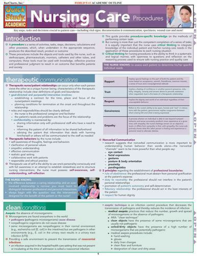 Nursing Care Procedures Quick Study Outline Bar Chart By Deborah A Raines