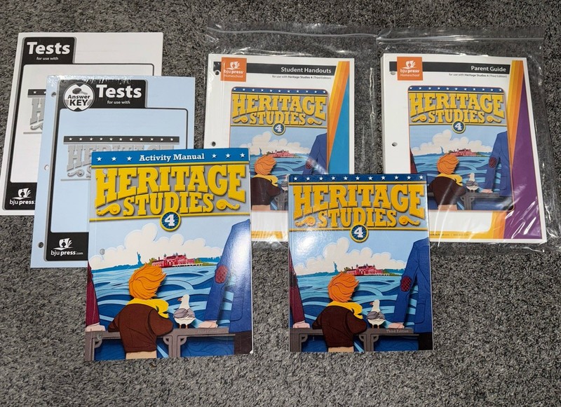 BJU Press Heritage Studies 4 Textbook Activity Manual Handouts Tests Key Guide