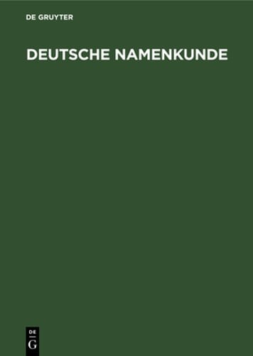 Deutsche Namenkunde by No Contributor: New