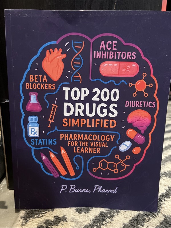 Top 200 Drugs Simplified Pharmacology Coloring Book & Study Guide Over 300+ p...