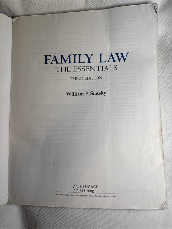 Family Law : The Essentials by William P. Statsky (2015 Third Edition) Paperback gallery