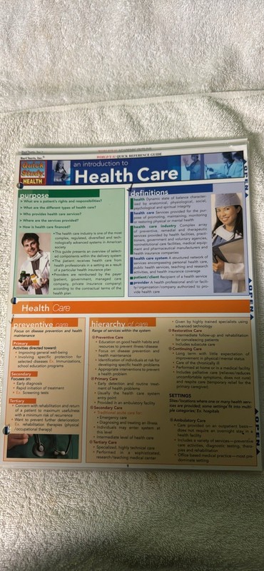 Quick Study Health An Introduction to Health Care Laminated Reference Guide