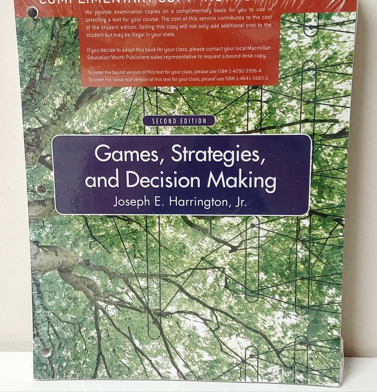 🔥 NEW – Games, Strategies and Decision Making Joseph E Harrington 2nd Edition