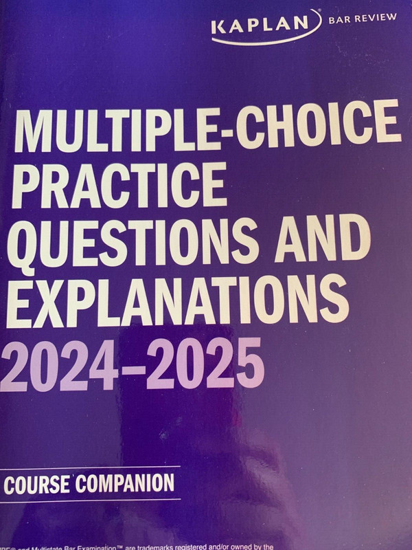 2025 Kaplan Bar MBE Multiple Choice Practice Questions and Explanations & Barbri