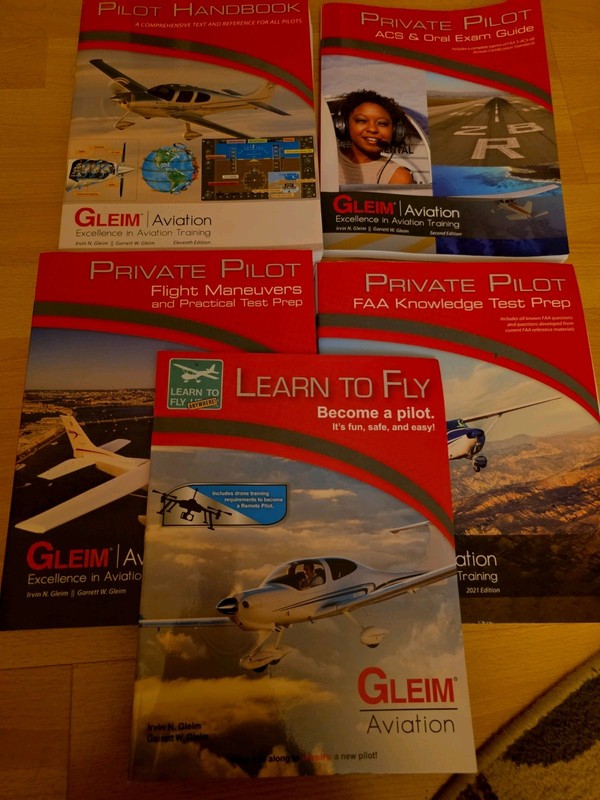 GLEIM AVIATION PRIVATE PILOT BOOKS(5); HANDBOOK, FLIGHT MANEUBERS, EXAM GUIDE…