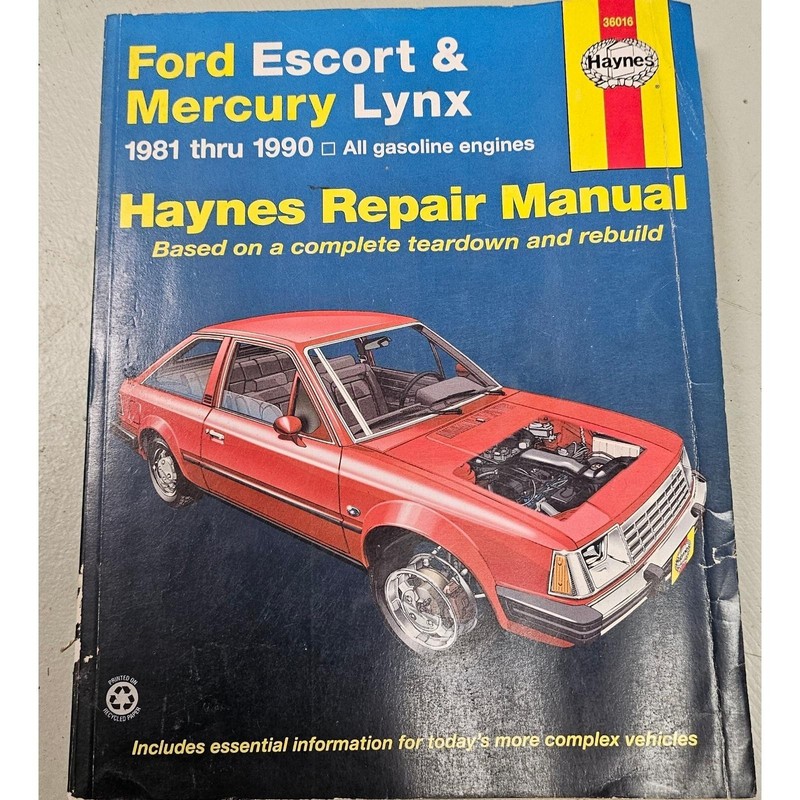Haynes Ford Escort & Mercury Repair Manual 36016 Book 1981 thru 1990 PB