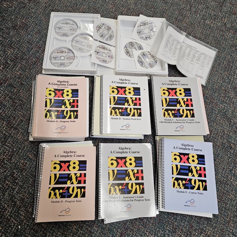 VideoText Algebra: Modules A-F (books AND Dvds)