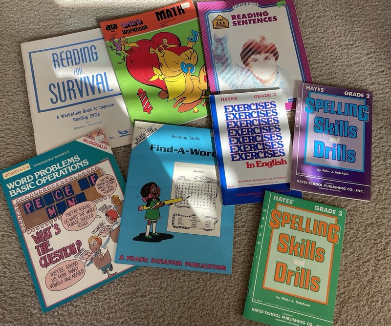 8 Mixed Study Guides Books Books Elementary Grades 2-6 Reading Spelling Math