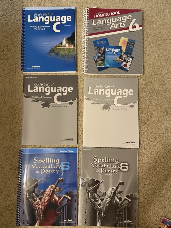 Abeka God’s Gift of Language C & Spelling Vocabulary 6 Textbook Set Teacher’s E…
