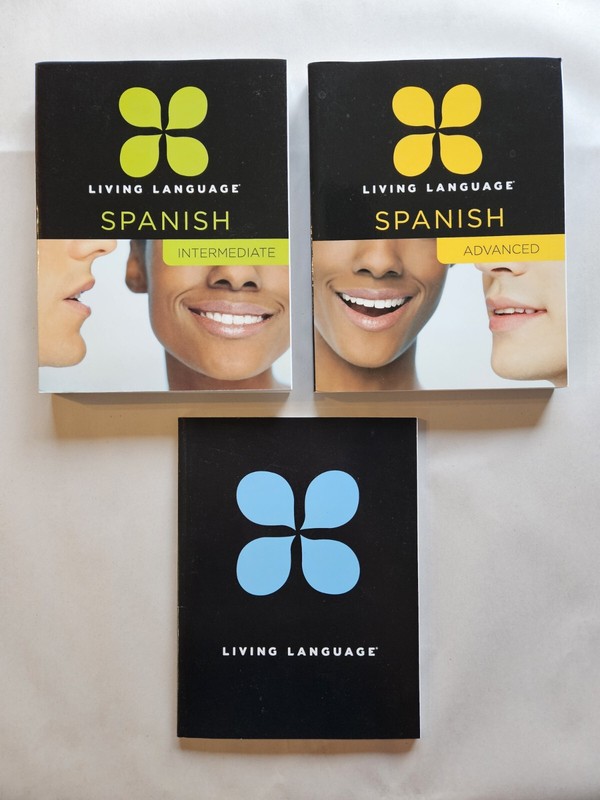 Living Language Spanish Text Work Books ONLY Intermediate Advanced & Notebook