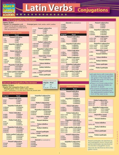 Latin Verbs: Conjugations (Quick Study Academic) - Paperback - VERY GOOD
