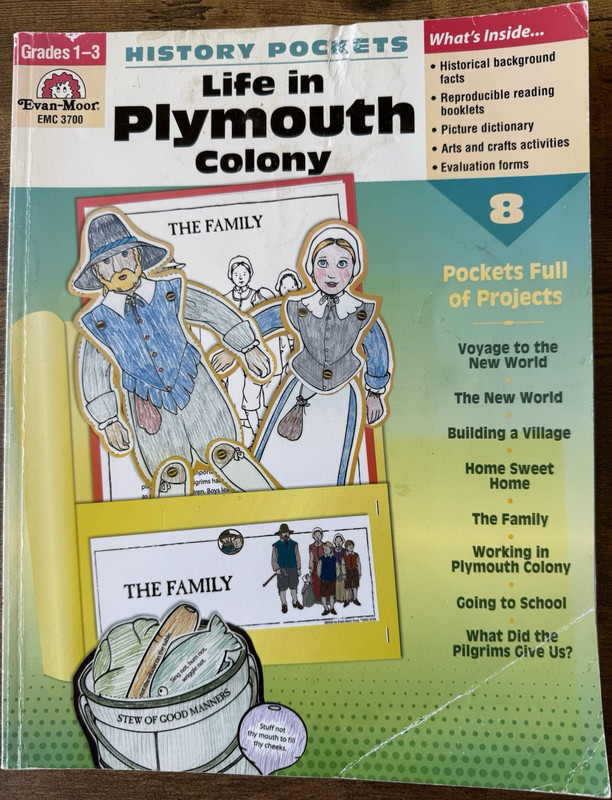 Evan-Moor History Pockets Life in Plymouth Colony Activity Book (Grades 1-3)