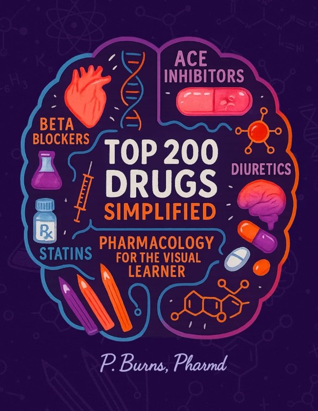 Top 200 Drugs Simplified: Pharmacology Coloring Book & Study Guide: Over 300+ pa