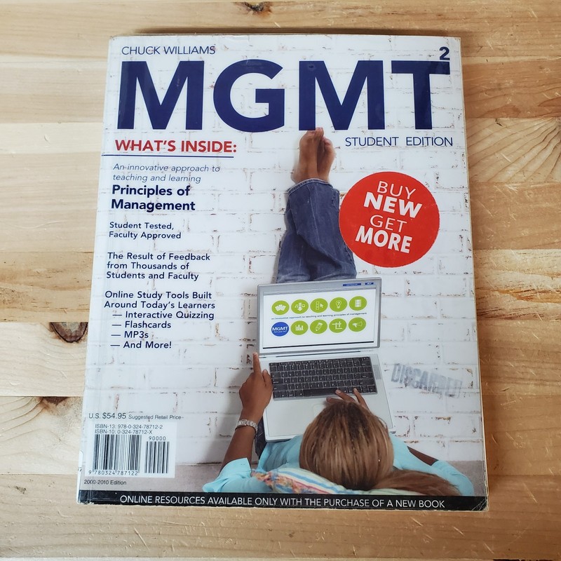 MGMT 2 (Book Only) – Paperback By Williams, Chuck – Nice Shape STUDENT EDITION