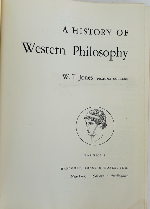 History of Western Philosophy Vol. 1 : by W. T. Jones 1952 First Edition