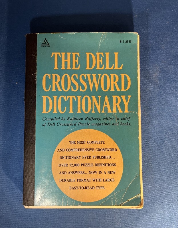 The Dell Crossword Dictionary by Kathleen Rafferty, 1960 Paper Back, Large Type