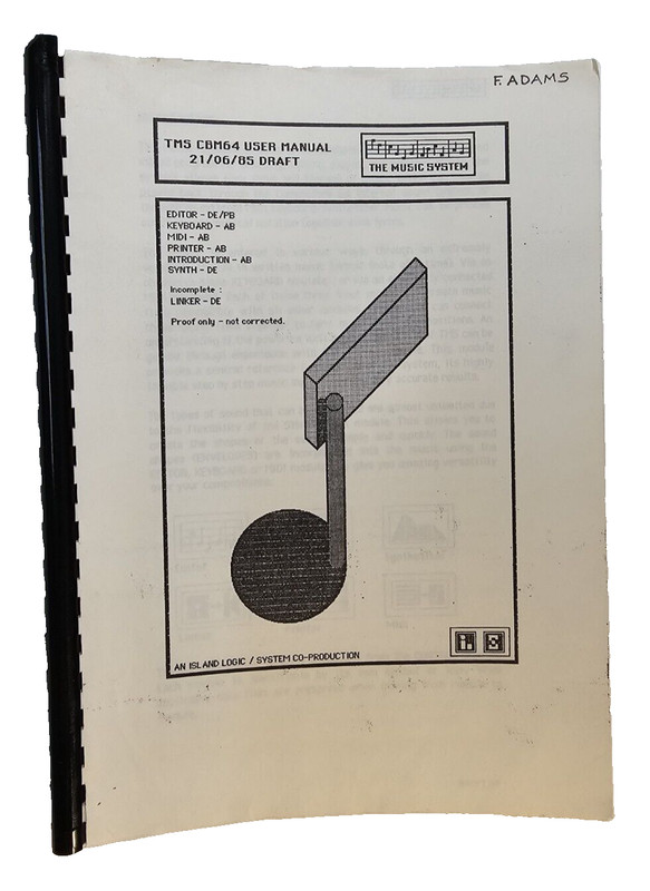 The Music System for Comodore 64 User Manual 21/06/85 Draft Uncorrected Proof