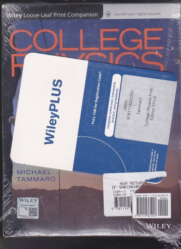 College Physics WileyPLUS Card w/Print Companion Set 1st Ed Loose-Leaf +CODE NEW